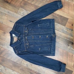 Schmidt Workwear Dark Wash Blue Jean Denim Jacket, Size Medium